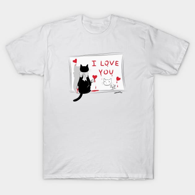 Cat Love Paint T-Shirt by runcatrun